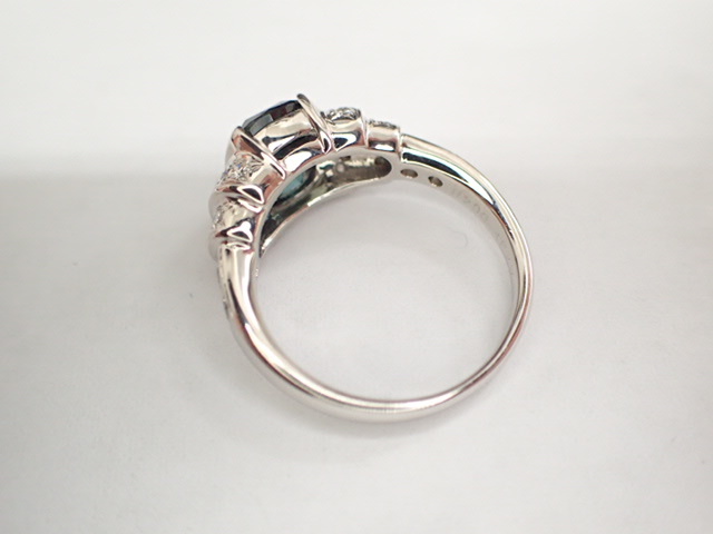 美品 京セラ Pt900 再結晶アレキサンドライト2.31ct ダイヤ計0.48ct デザイン リング 指輪_画像7