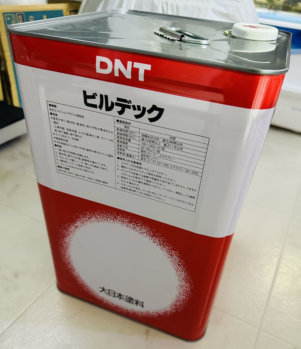 ビルデック 低臭 白 16kg (防かび/弱溶剤/強膜塗料/大日本塗料) ★防かび性、ヤニ・シミ抑え効果艶消し_画像3