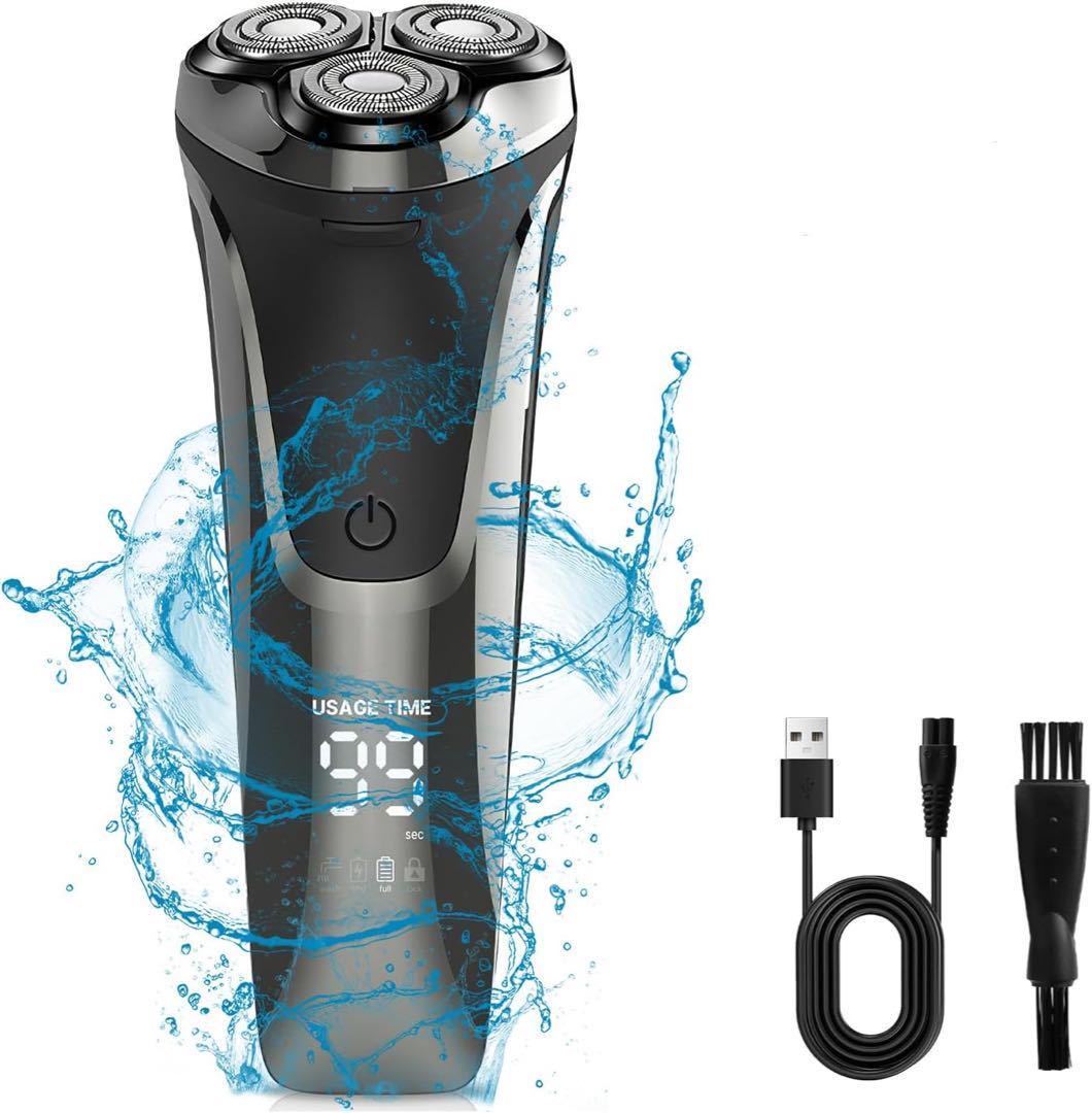 電気シェーバー3D回転式 ロック機能 メンズシェーバー 髭剃り 丸洗い 電動_画像1