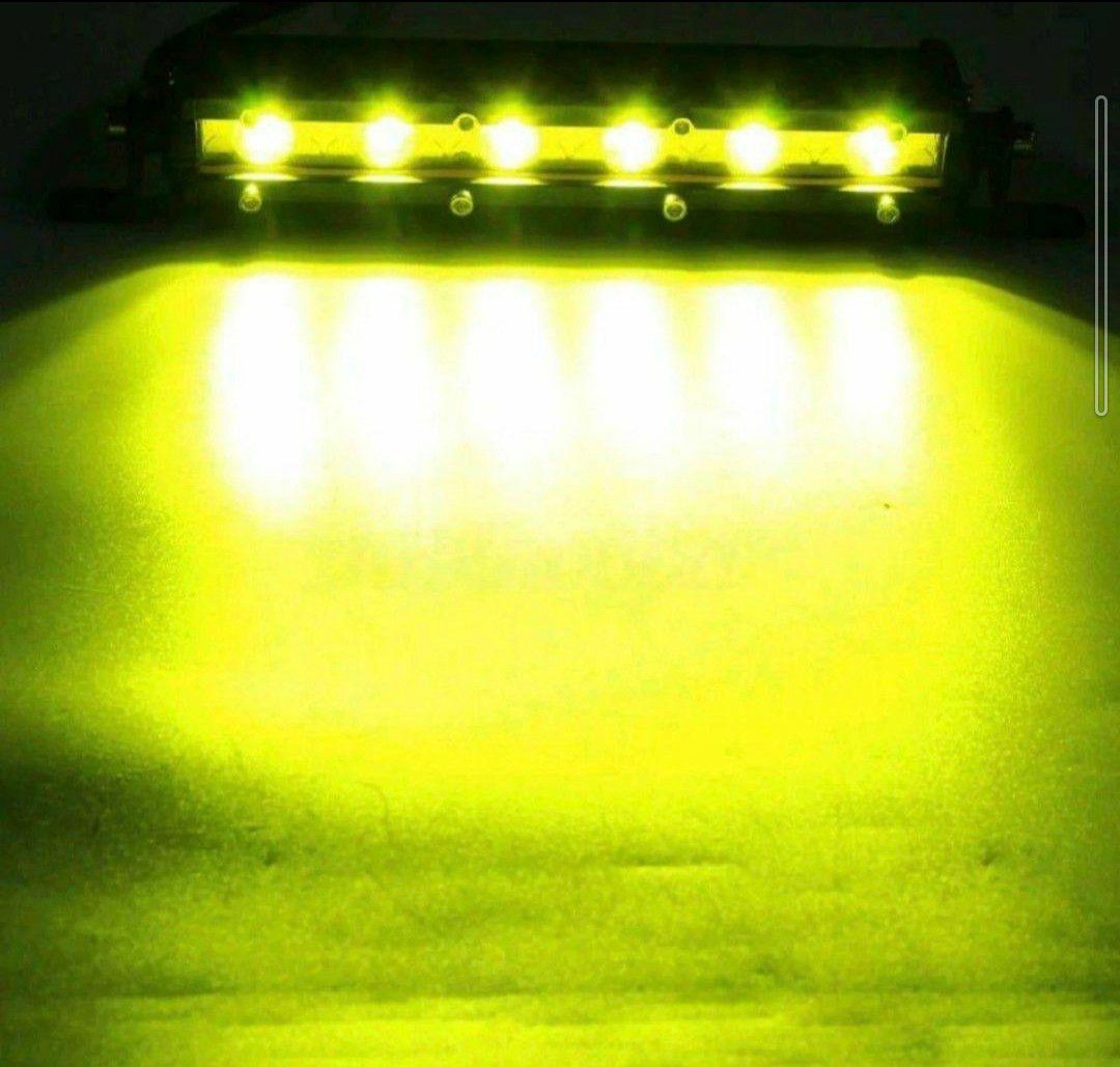 LEDワークライト バーライト LED作業灯 2個セット イエロー　18w 7インチ 12/24V　フォグランプ　自動車 トラック