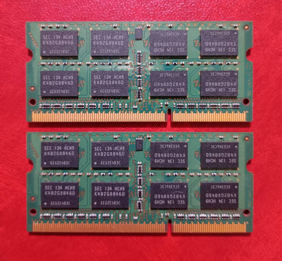 MN33-A【動作品】Samsung DDR3-1333 4GB×2枚 計8GB【送料無料】PC3-10600 ノートPC用 1.5V non-ECC Unbuffered M471B5273DH0-CH9_画像4