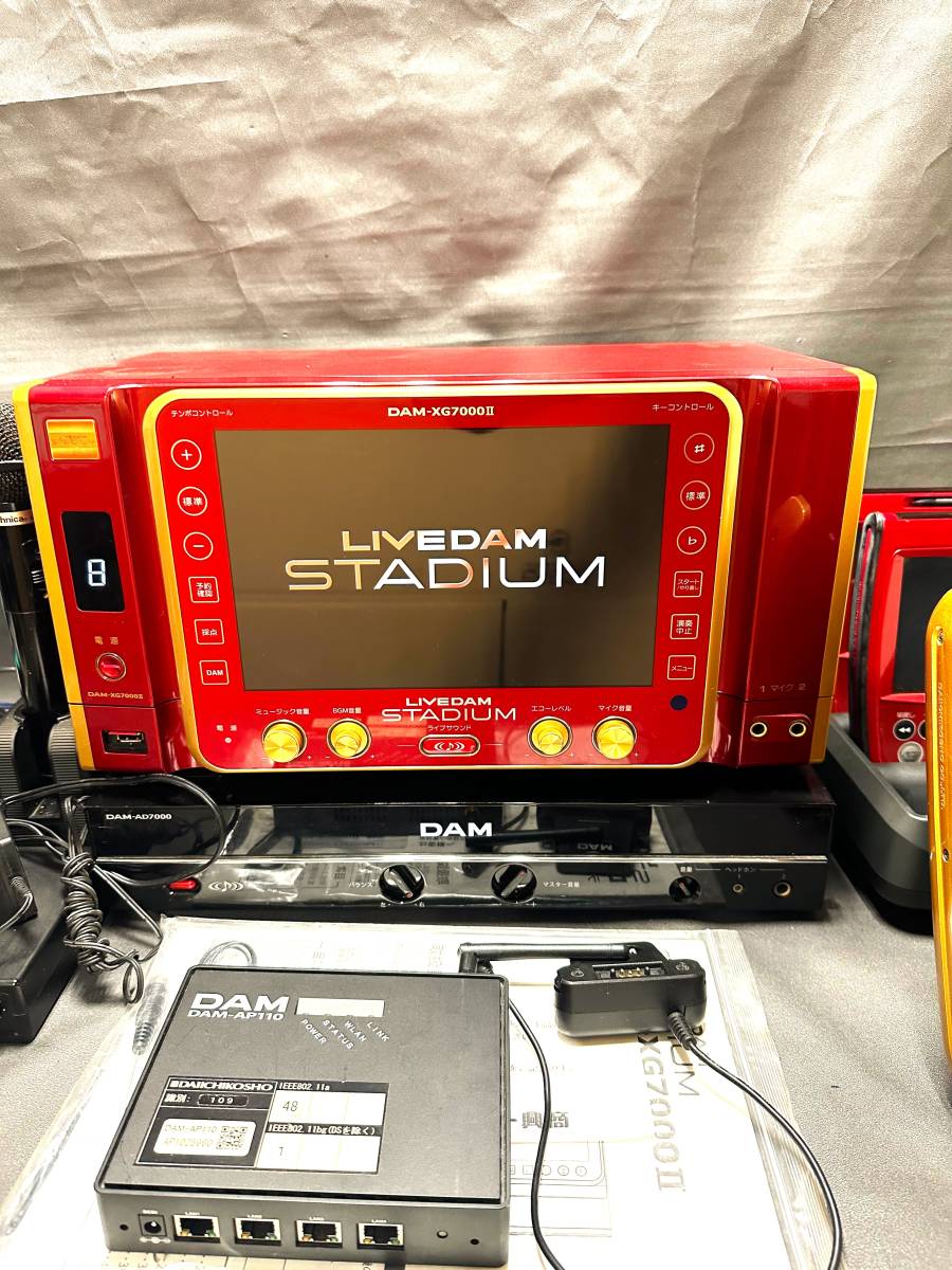 第一興商DAM-XG7000II LIVE DAM STADIUM STAGE カラオケ機器/PM300zB*2/デンモクチャージャー/AUDIO-TECHNICAチャージャー/TM10/DAM-AD7000