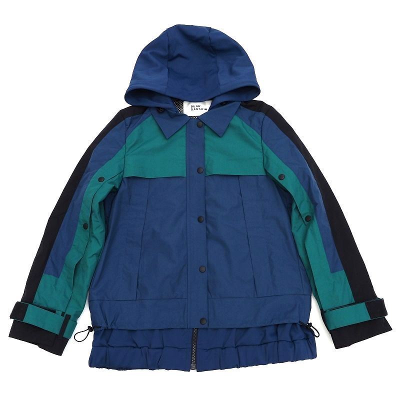 K0488S 新品 DEAR DANSKIN/トランスフォーム ジャケット【サイズ：M】グリーン/ブルー TRANSFORM 2WAY JACKET 撥水 ダンスキン レディース_画像1