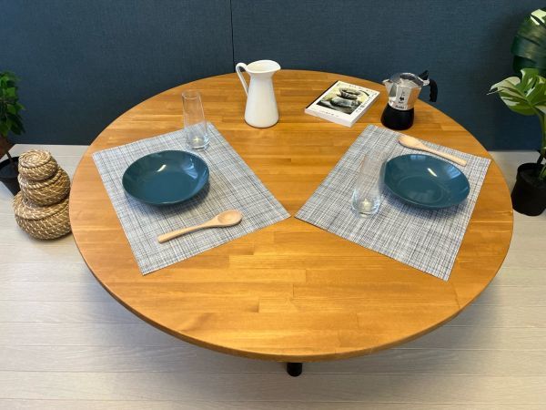 2022年最新入荷 【送料無料】 ローテーブル 折りたたみ脚 オーク パイン 120cm 丸形 テーブル、机