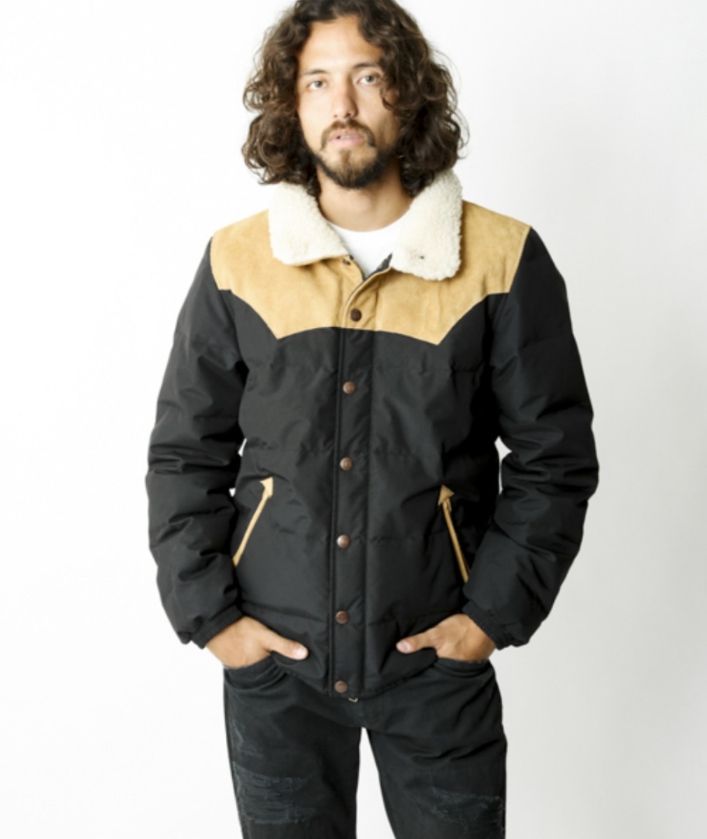 即決 TMT ダウンジャケット LEATHER COMBINATION DOWN JACKET 紺 ネイビー TJK-F1503 ロッキーマウンテン レザー ボア S サイズ1