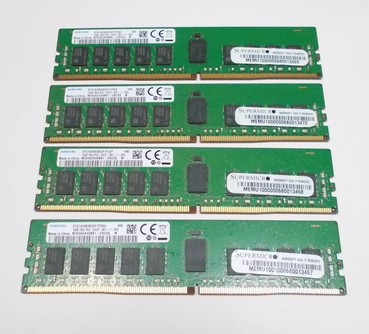 サーバー専用メモリ　SAMSUNG　DDR4-2400 PC4-19200　16GBx4枚セット 合計64GB　DDR4 Registeredメモリ　動作OK　即決　送料無料