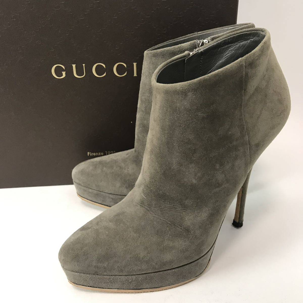 d43 GUCCI グッチ スエード レザー ショートブーツ ブーティ