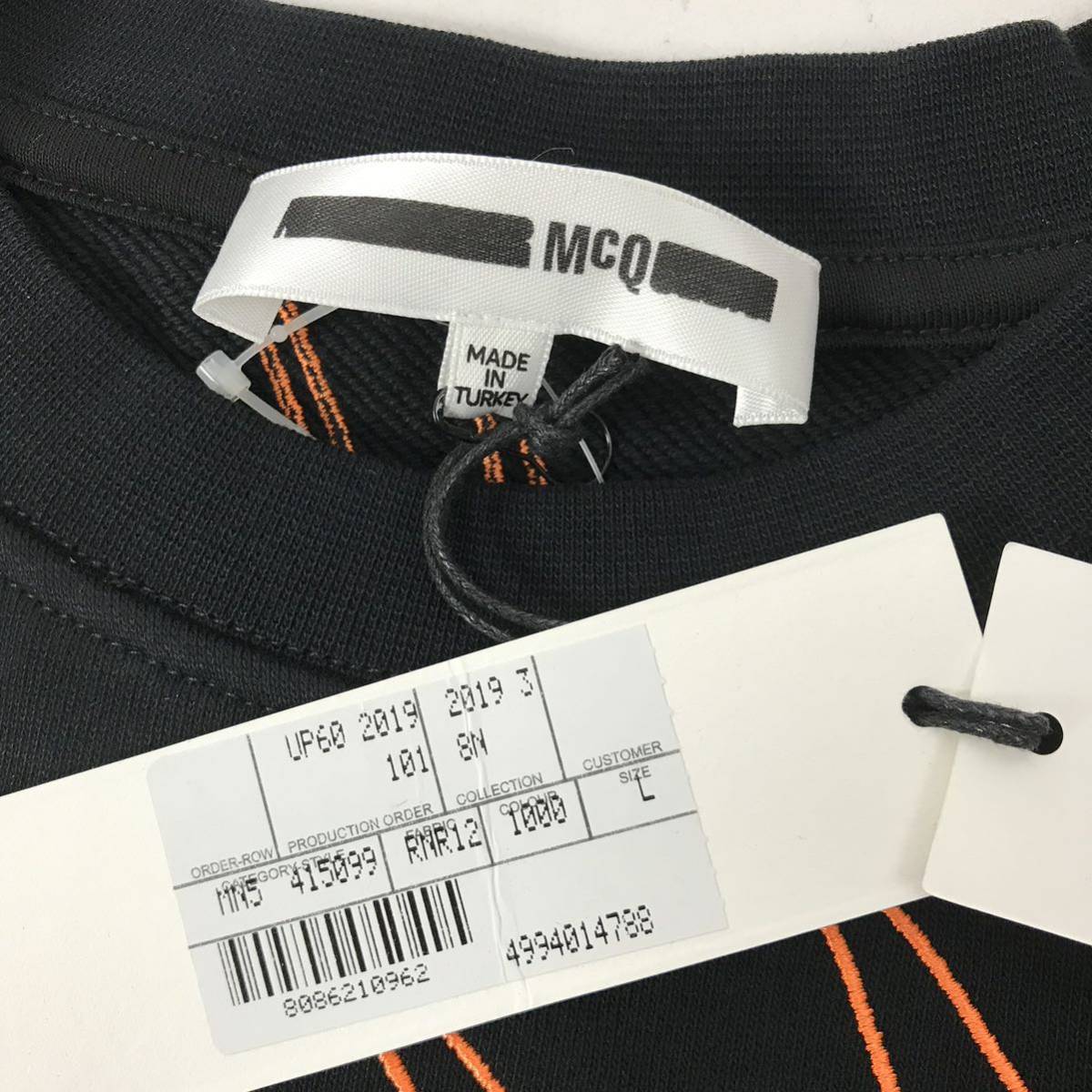 d130 未使用 Alexander McQueen 2019 アレキサンダーマックイーン ツバメプリント トレーナー L 長袖 トップス 黒 オレンジ メンズ 正規品_画像5