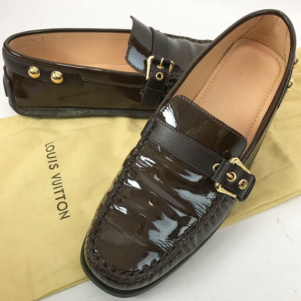 d162 LOUIS VUITTON ルイヴィトンエナメルローファーパテントレザー