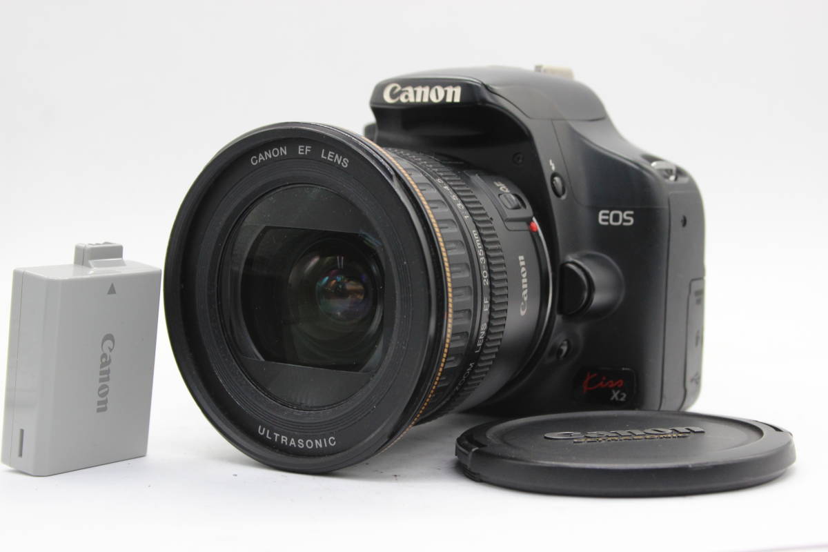 【返品保証】 キャノン Canon EOS Kiss X2 EF Ultrasonic 20-35mm F3.5-4.5 バッテリー付き デジタル一眼 ボディレンズセット s3230