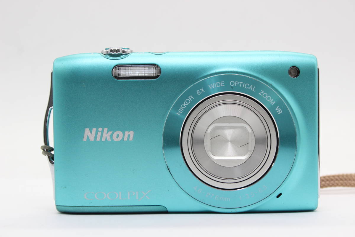 【返品保証】 ニコン Nikon Coolpix S3300 グリーン Nikkor 6x Wide バッテリー付き コンパクトデジタルカメラ s3403_画像2