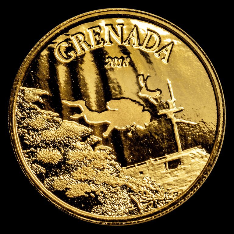 [Гарантия / случай с корпусом] 2018 (новый) Glenada "Diving Paradise" Pure Gold 1 унция золотой монеты