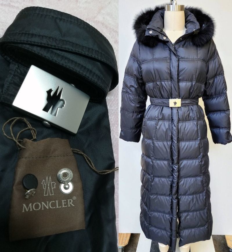 やや難あり レア 稀少な超ロング スーパーロング マキシ丈 モンクレール MONCLER 茶タグ ロングダウン ダウンコート 黒 ブラック_画像8