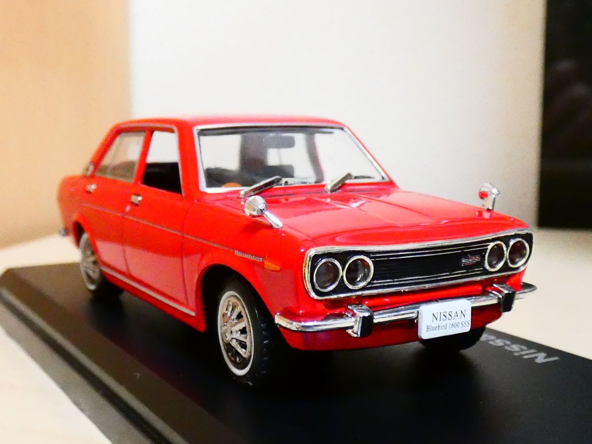 国産 名車コレクション 1/43 日産 ブルーバード 1600 SSS 1969 赤 ② アシェット 旧車 クラシックカー ミニカー Z_画像1