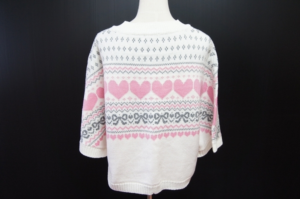 MARIARJUE knitted poncho ivory Heart pattern size 150 for girl 