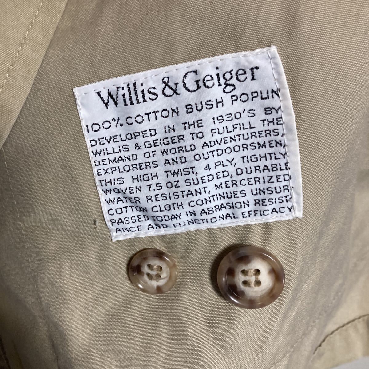 Willis&Geiger アメリカ製 ブッシュポプリン ヘミングウェイブッシュジャケット　ウィリスアンドガイガー　38_画像4