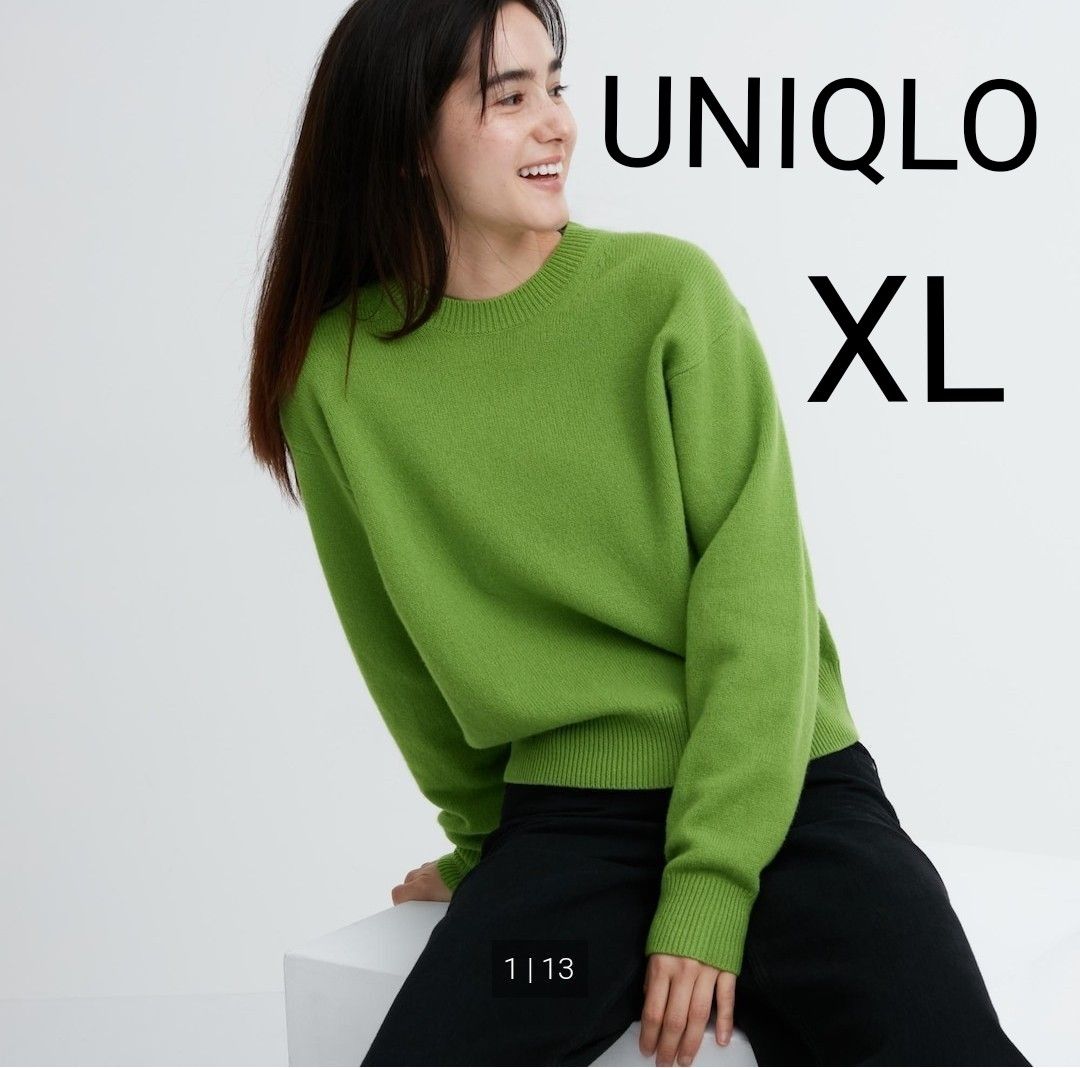 ユニクロ プレミアムラムクルーネックセーター WOMAN XL 53GREEN ユニクロ プレミアムラムクルーネックセーター WOMAN XL 53GREEN