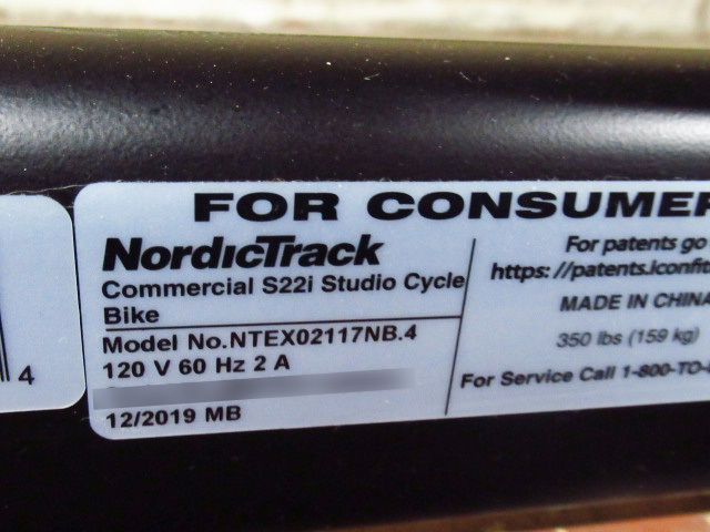 見学・動作確認可能 NordicTrack S22i ステーショナリーバイク トレーニングバイクマシン ダンベル付き 加須保管 管理23D1115A_画像7