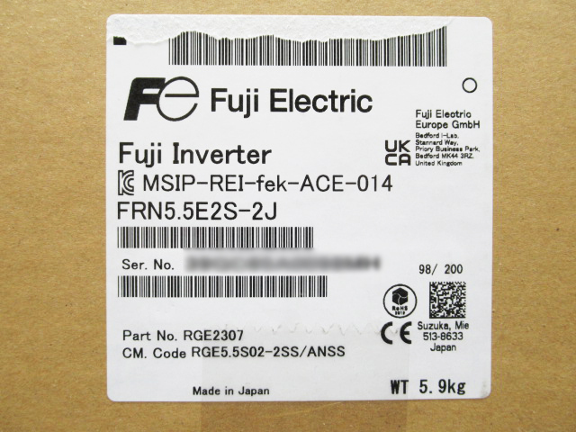 【新品未開封】富士電機 インバータ FRN5.5E2S-2J Aceシリーズ 三相 200V 5.5kW 管理5W1120C-A04の画像3