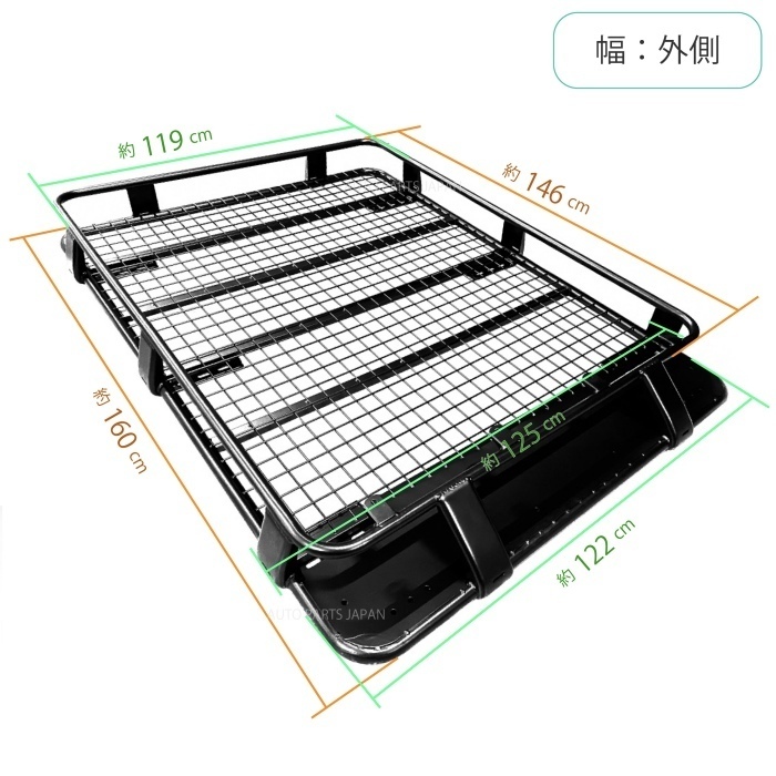 送料無料 日産 サファリ Y61 ルーフラック 1.6mx1.25m M ルーフキャリア スチール製 黒 ルーフボックス カーゴキャリア SAFARI_画像2