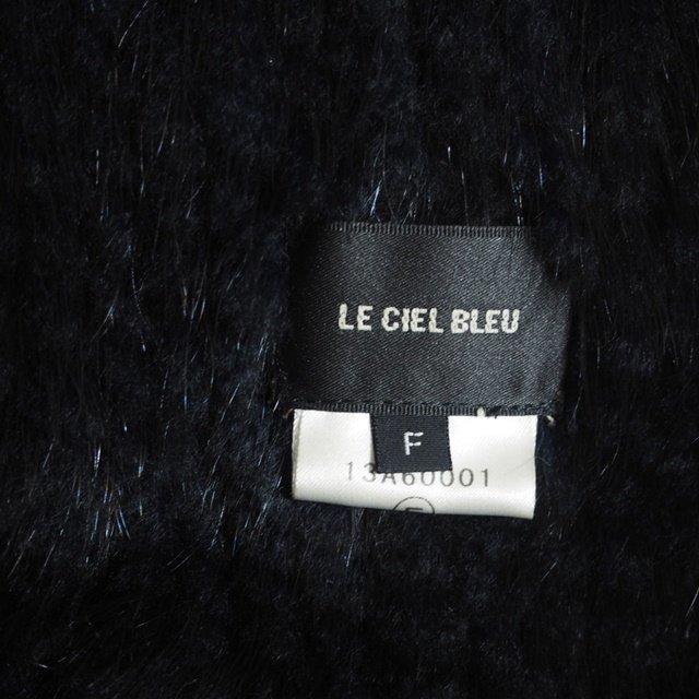 M4400z9 VLE CIEL BLEU Le Ciel Bleu ^ with pocket mink fur fringe stole navy F / navy blue muffler fur tippet autumn winter 