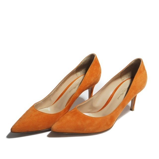 M0248R13 VGianvito Rossi Jean vi to Rossi V suede po Inte dotu heel pumps orange 38/24cm Italy made autumn ~ spring 