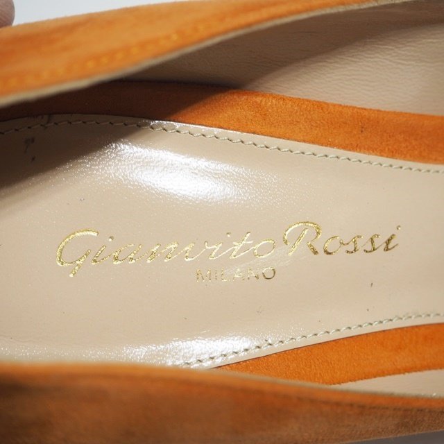 M0248R13　▼Gianvito Rossi ジャンヴィトロッシ▼　スエード ポインテッドトゥ ヒール パンプス オレンジ 38/24cm イタリア製 秋～春_画像5