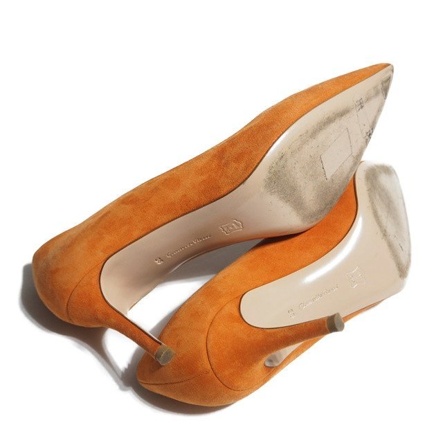 M0248R13 VGianvito Rossi Jean vi to Rossi V suede po Inte dotu heel pumps orange 38/24cm Italy made autumn ~ spring 