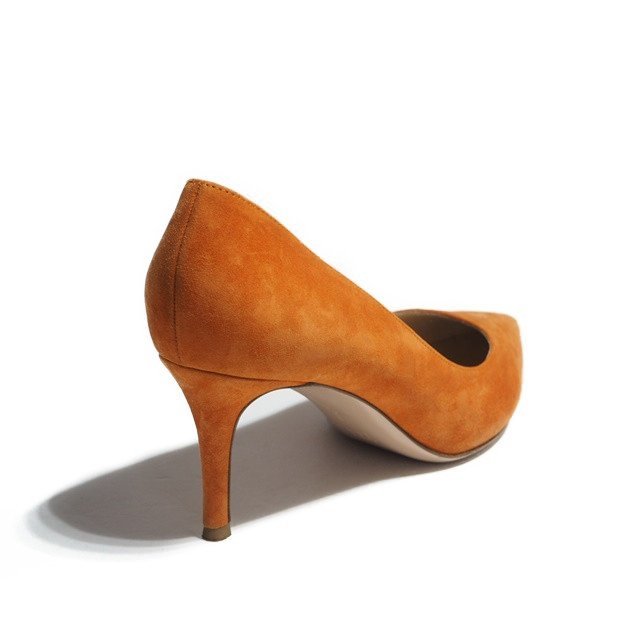 M0248R13 VGianvito Rossi Jean vi to Rossi V suede po Inte dotu heel pumps orange 38/24cm Italy made autumn ~ spring 