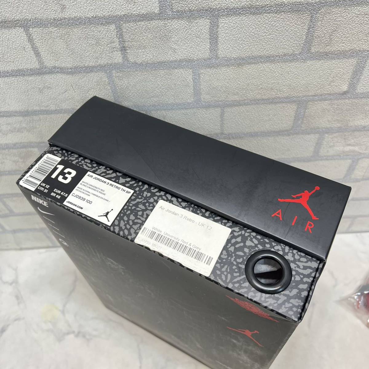 超美品 ナイキ Air Jordan 3 エアジョーダン3 レトロ ティンカーホワイト ユニバーシティレッド CJ0939-100 スニーカー 31cm UK12 メンズ_画像10