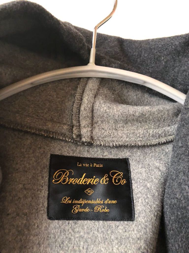 ナノユニバース Broderie＆Co ウールブレンド大人可愛いゆったりダブルフェイスフーディーウエストリボン羽織りガウンコート♪_画像6