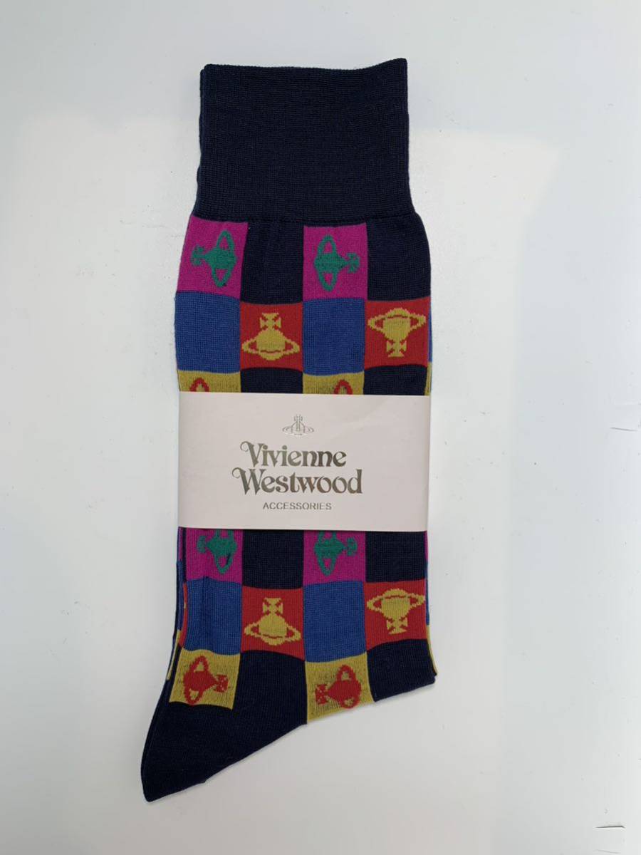 vivienne westwood ヴィヴィアンウエストウッド　 オーブマーク　チェック メンズソックス　 新品未使用品　ヴィヴィアン・ウエストウッド_画像1