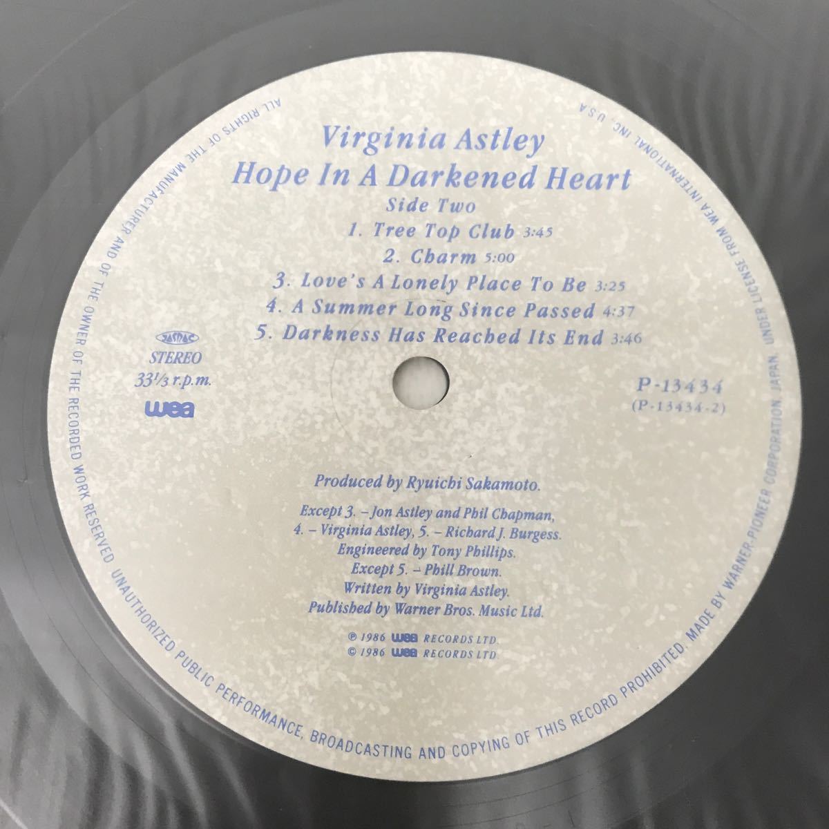 I1130G3 サム・スモール・ホープ ヴァージニア・アストレイ Virginia Astley Hope in a Darkened Heart LP レコード 音楽 洋楽 国内盤_画像5