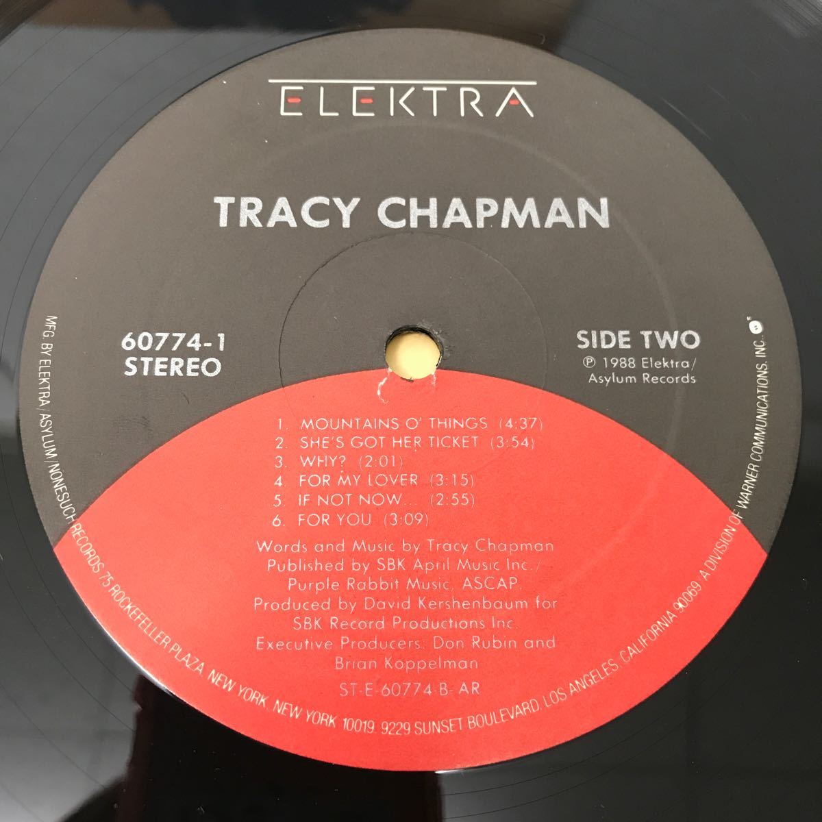 I1130G3 トレイシー・チャップマン TRACY CHAPMAN LP レコード US盤 海外輸入盤 60774-1 音楽 洋楽 ELEKTRA_画像7