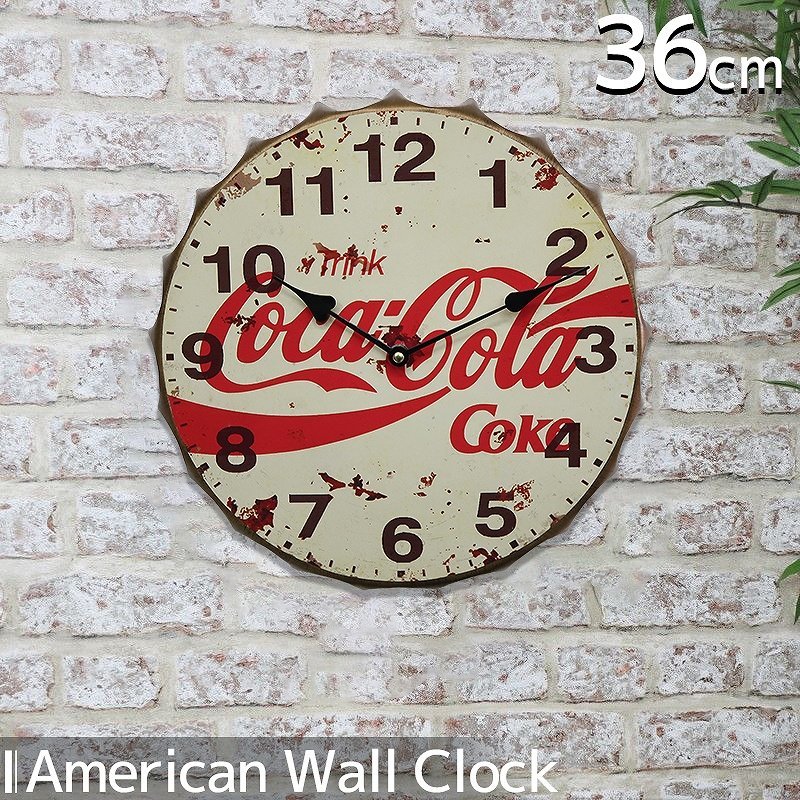 壁掛け時計 おしゃれ 壁時計 壁掛け かべ掛け時計 王冠 コカコーラ レトロ ウォールクロック インダストリアル 工業系 アメリカン BT-137_画像1