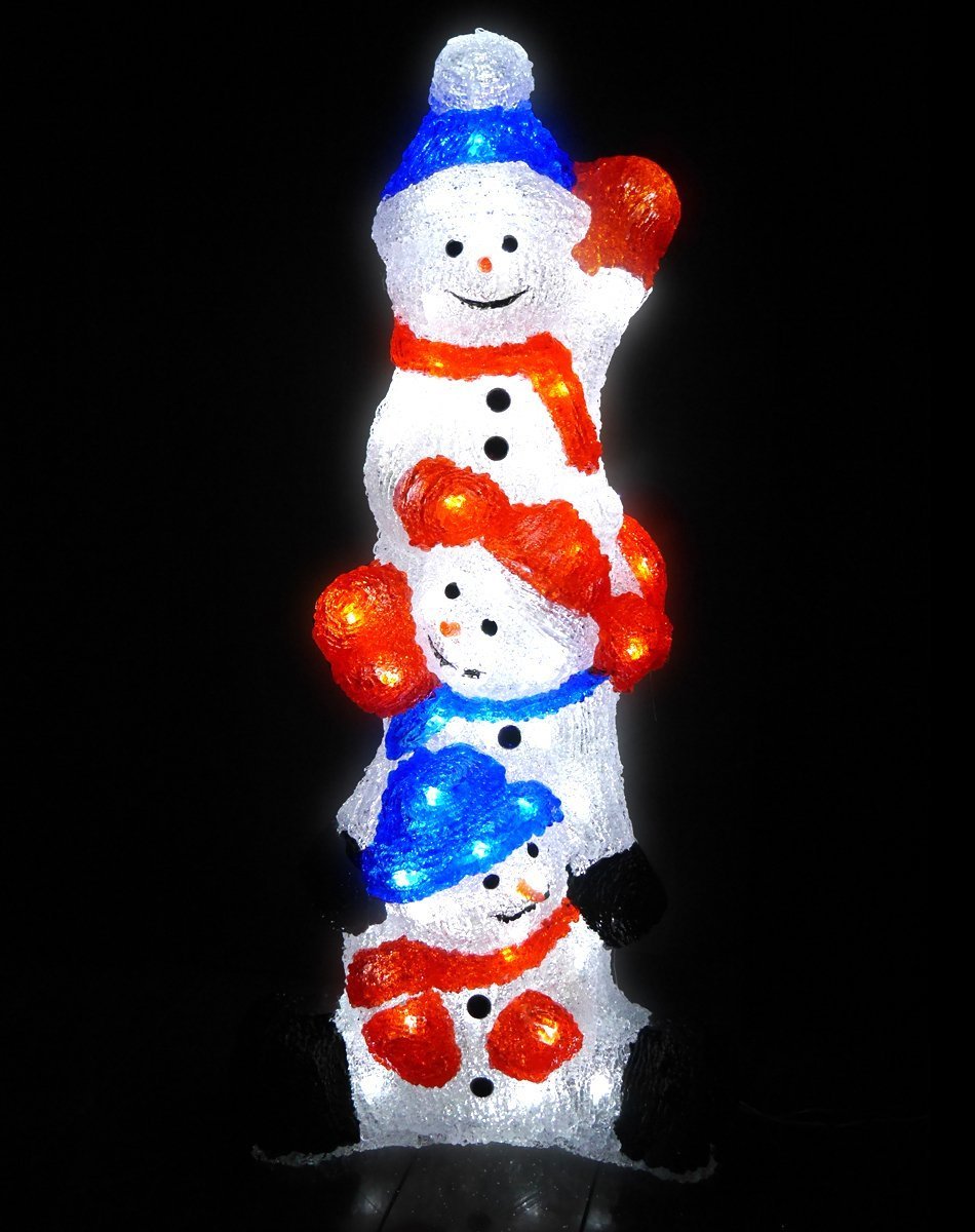 1円～ 売り切り 3連雪だるま スノーマン ビッグサイズ60cm クリスマス LED イルミネーション クリスタルライト LEDライト KR-23_画像2