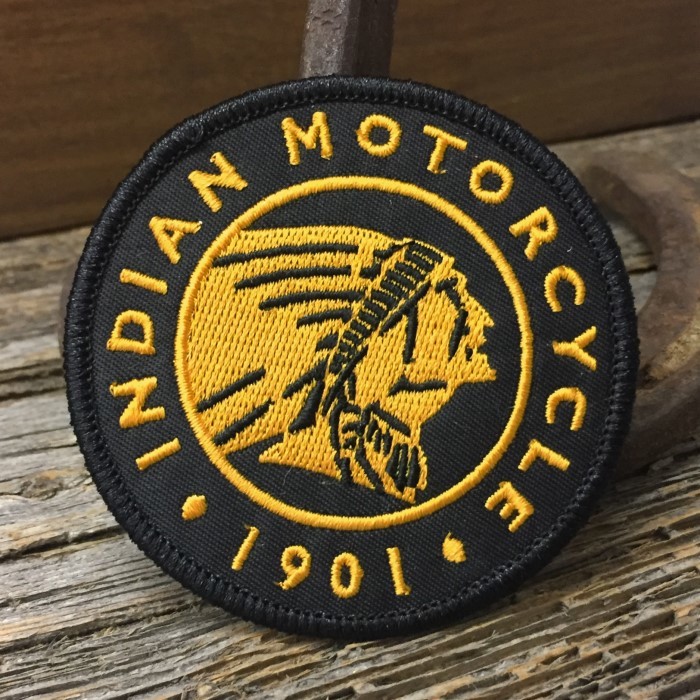 送料無料 INDIAN 丸型 ワッペン ◆ Indian Motorcycle ンディアン モーターサイクル アメリカ バイク 単車 アイロン接着 パッチ CAWP087_画像1