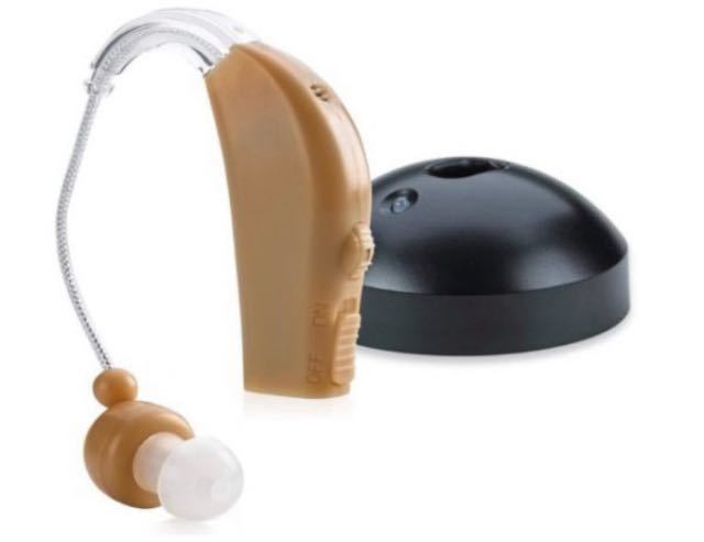 ☆集音器 耳かけ充電式 補聴器 左右両用 デジタル イヤホンキャップ大小6種 肌色 軽量☆_画像1