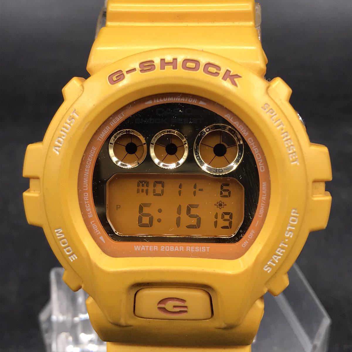 M198 稼働品 良品 G-SHOCK ジーショック 腕時計 DW-6900 1289 CASIO カシオ オレンジ系 イエロー Gショック SHOCK RESIST_画像1