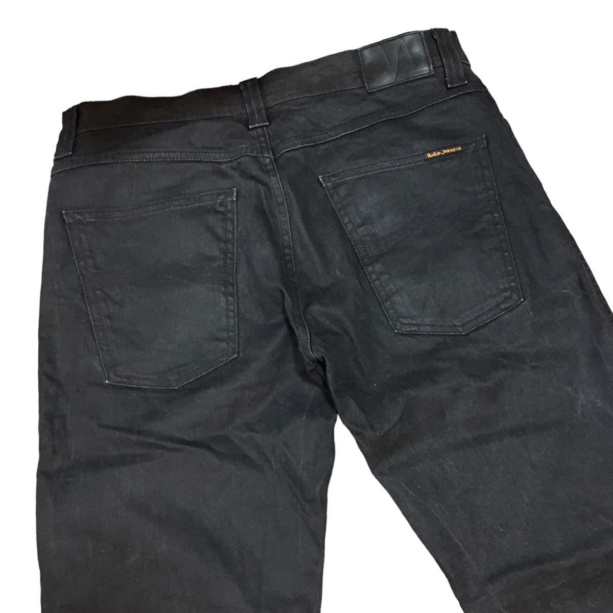 NC179 Nudie Jeans ヌーディージーンズ ストレッチ ブラックデニム ジーンズ Gパン パンツ ボトムス ズボン メンズ W34L32 黒_画像5