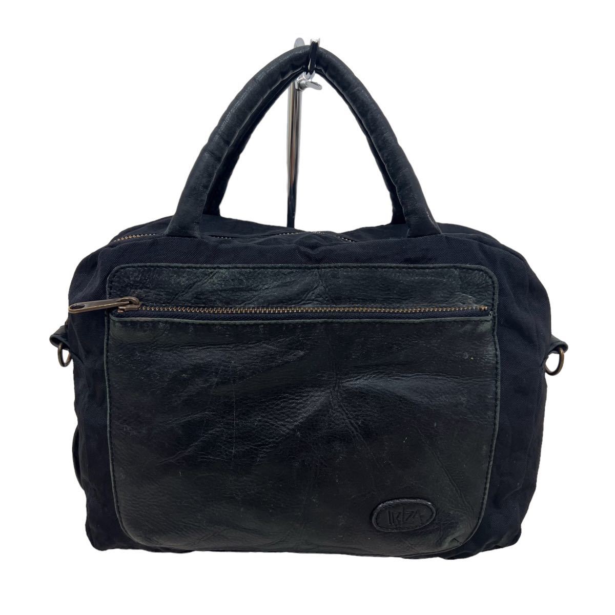 D490 IBIZA イビサ イビザ ハンドバッグ 手持ち かばん カバン 鞄 バッグ BAG 異素材切り替え ブラック 実寸参考_画像1