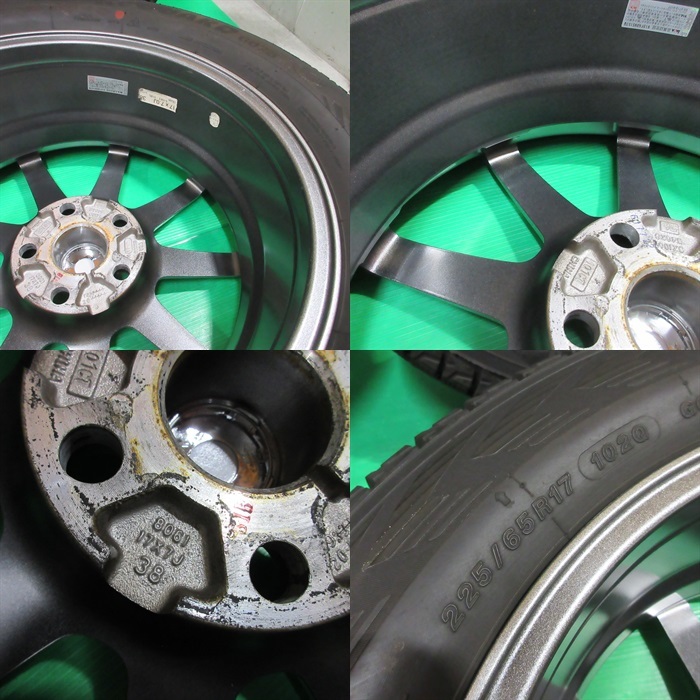 美品 ハリアー 225/65R17 冬用スタッドレス 70%-80%山 ヨコハマ iceGUARD G075 4本 5穴PCD114.3 7J +38 RAV4 レクサスNX 中古新潟_画像8