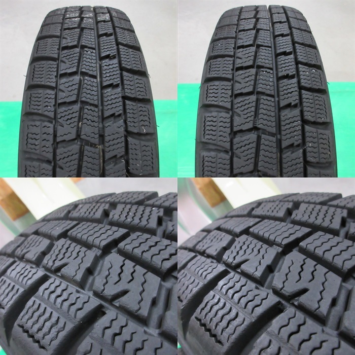 良品 ライフ 155/65R13 冬用バリ山スタッドレス 80%-90%山 DUNLOP WINTERMAXX WM01 4本 4穴PCD100 +43 ネイキッド ワゴンR ラパン 中古新潟_画像9