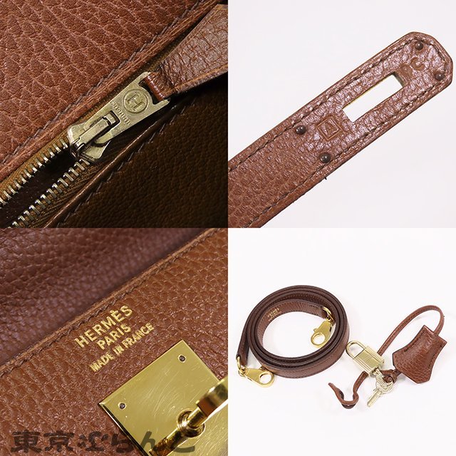 101697247 エルメス HERMES ケリー 35 □A刻印 茶 ブラウン ゴールド金具 アルデンヌ 内縫 2WAY ハンドバッグ ショルダーバッグ レディース_画像9