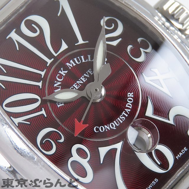 101696967 1円 フランクミュラー FRANCK MULLER コンキスタドール 8005L ボルドー SS レザー 腕時計 レディース 自動巻 国内正規保証書付き_画像5