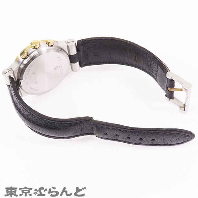 101698972 1円 ブルガリ BVLGARI ディアゴノ スポーツ クロノグラフ CH35SG SS K18YG レザー 黒文字盤 腕時計 メンズ クォーツ 難有_画像3