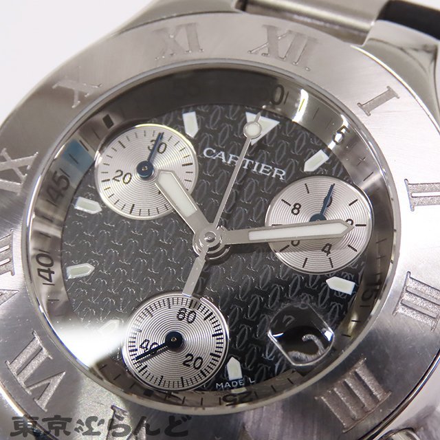 101698982 1円 カルティエ CARTIER クロノスカフ 21 W10125U2 SS ラバー 2424 ヴァンティアン クロノグラフ 黒 腕時計 メンズ クォーツ_画像5