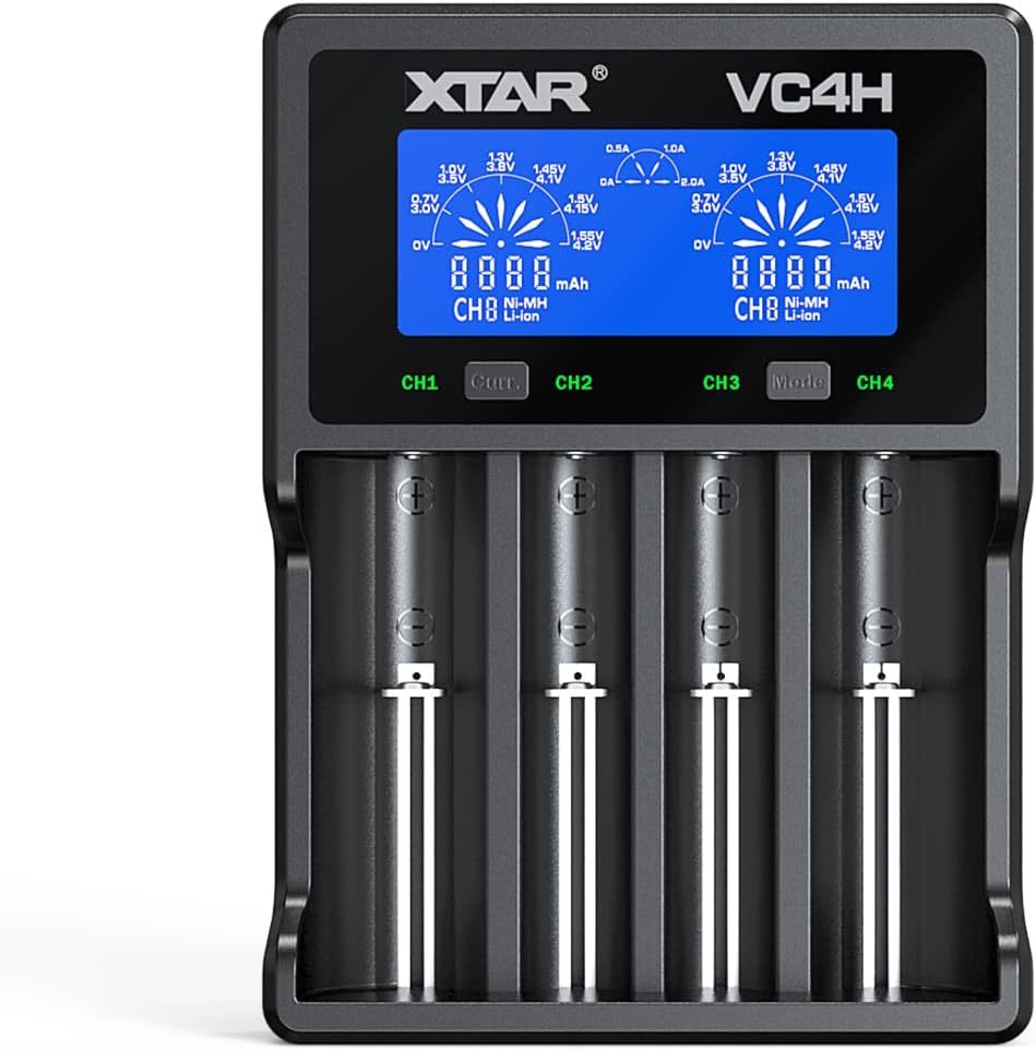 XTAR VC4H リチウム充電器 電池充電器 3.6V/3.7Vリチウムイオン電池 10400～32650 保護回路付21700_画像1