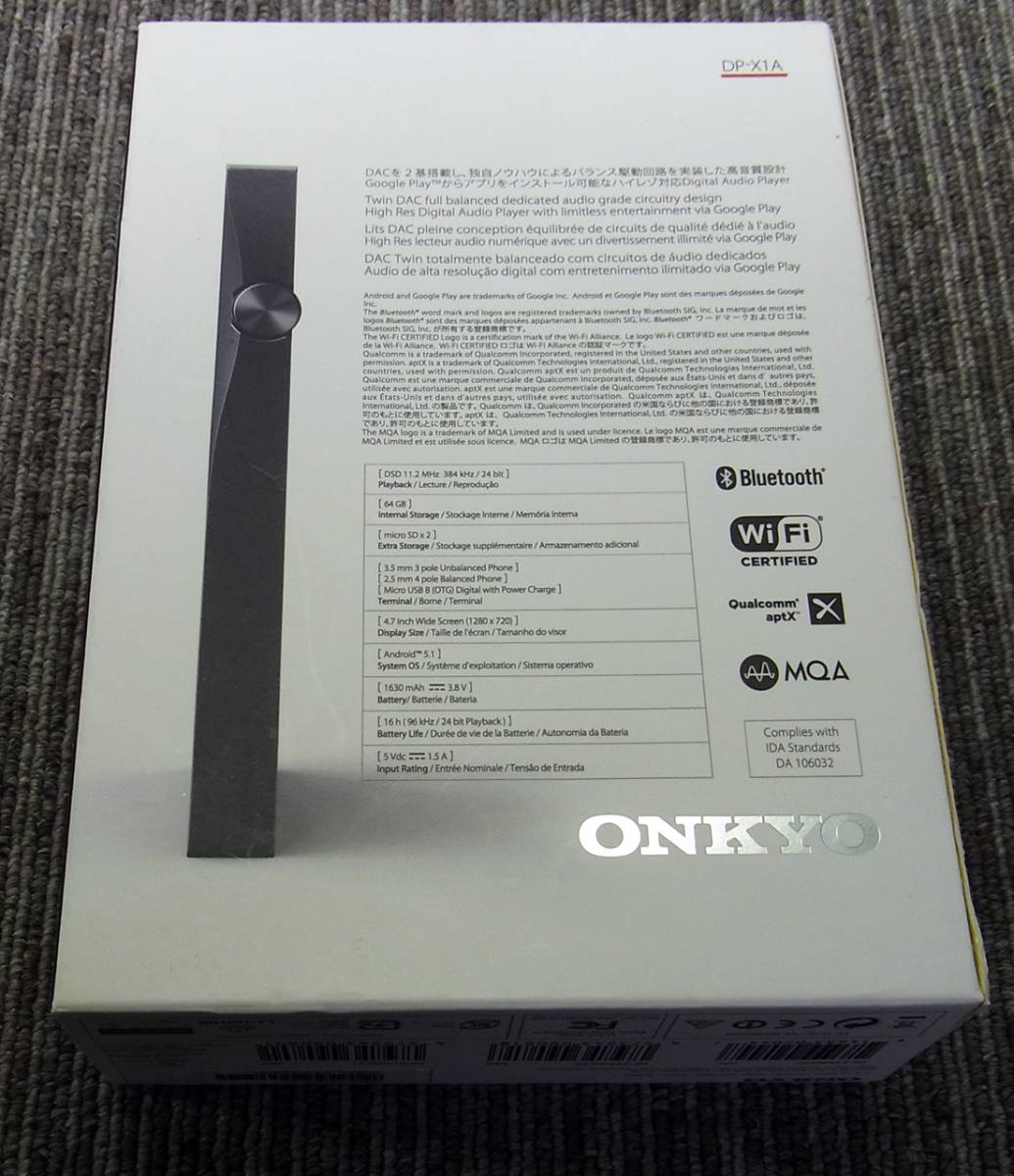 YI コ11-287 ONKYO オンキヨー DP-X1A [64GB] Android OS搭載 デジタルオーディオプレーヤー ハイレゾ対応 DAP 中古_画像7