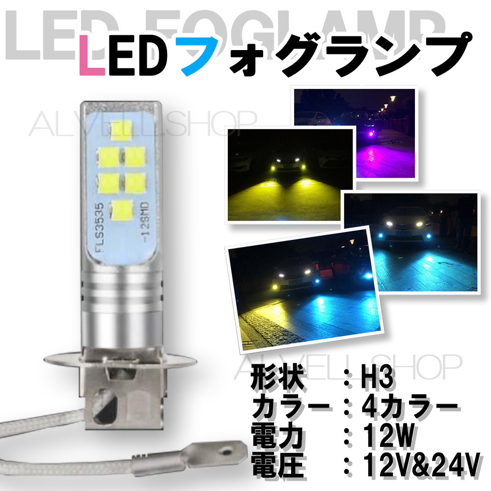 12V 24V LED フォグランプ H3 ライトブルー 水色 高輝度 LEDバルブ フォグライト 送無_画像3